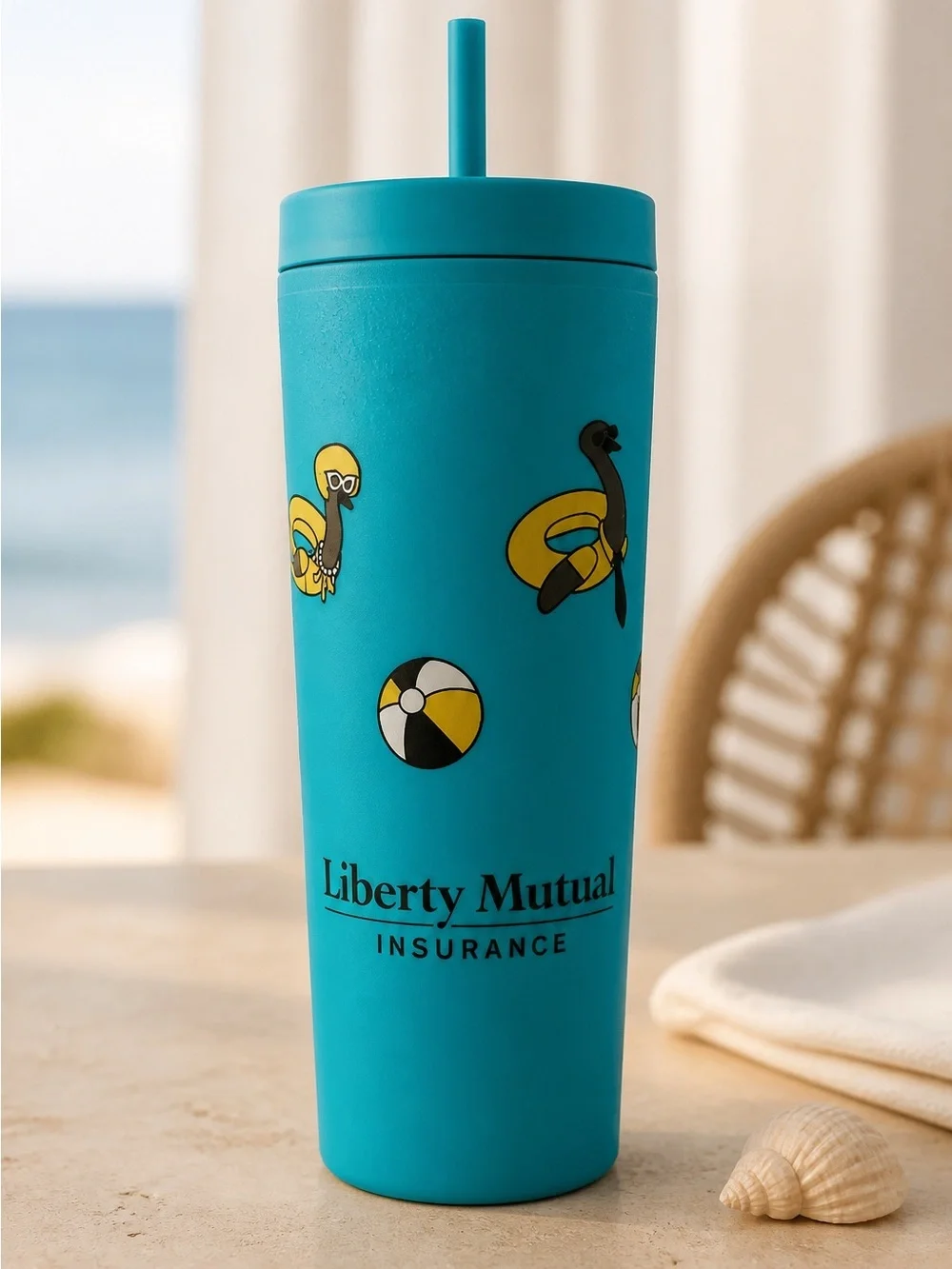 NWOT Blue Liberty Mutual Ins Promotional Tumbler EMU Swim